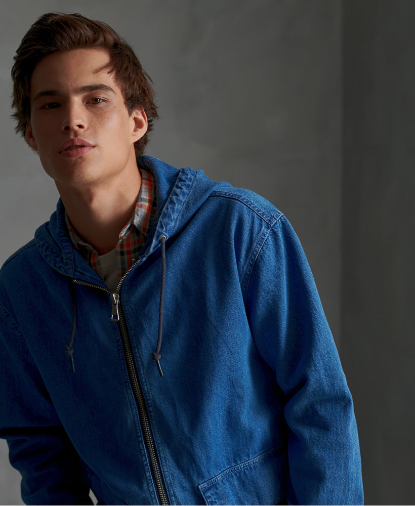 Denim Zip Hood Mens