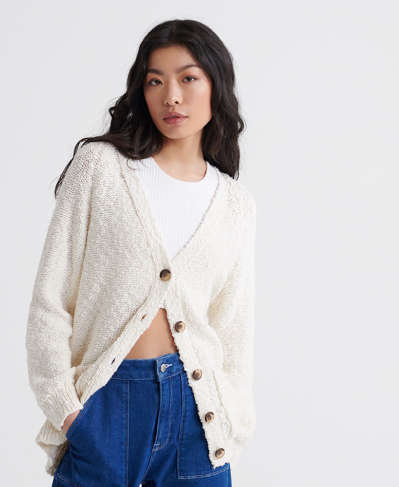 Slub Yarn Boyfriend Cardigan Womens