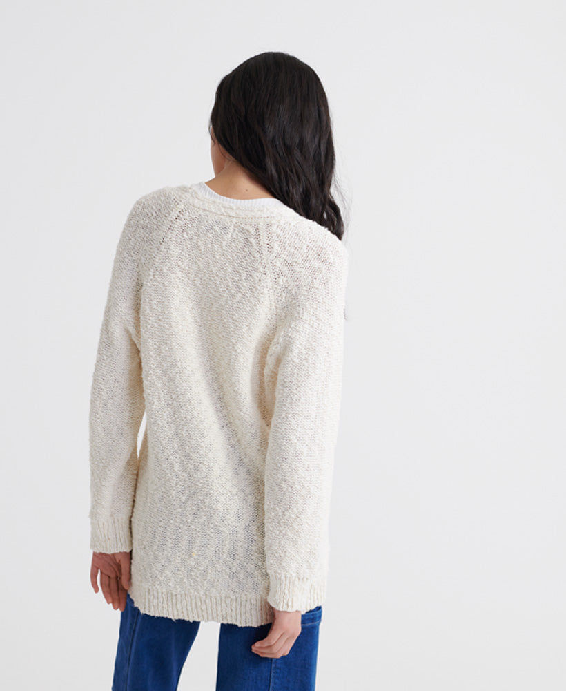 Slub Yarn Boyfriend Cardigan Womens
