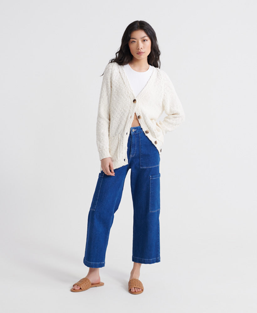 Slub Yarn Boyfriend Cardigan Womens