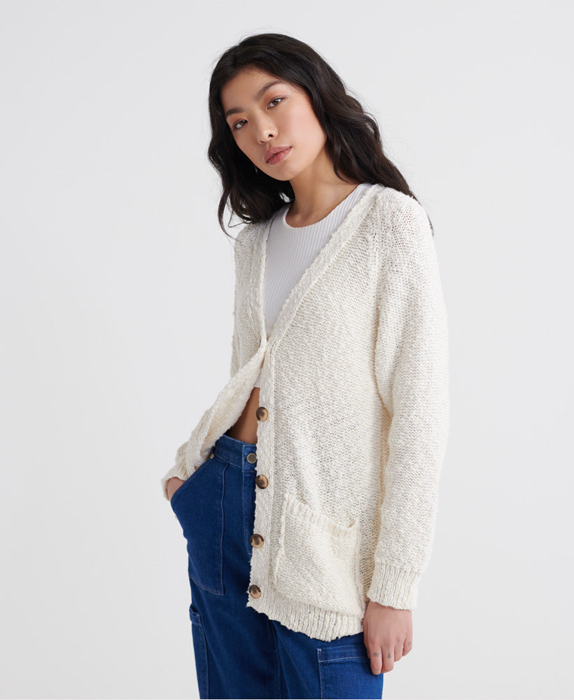 Slub Yarn Boyfriend Cardigan Womens