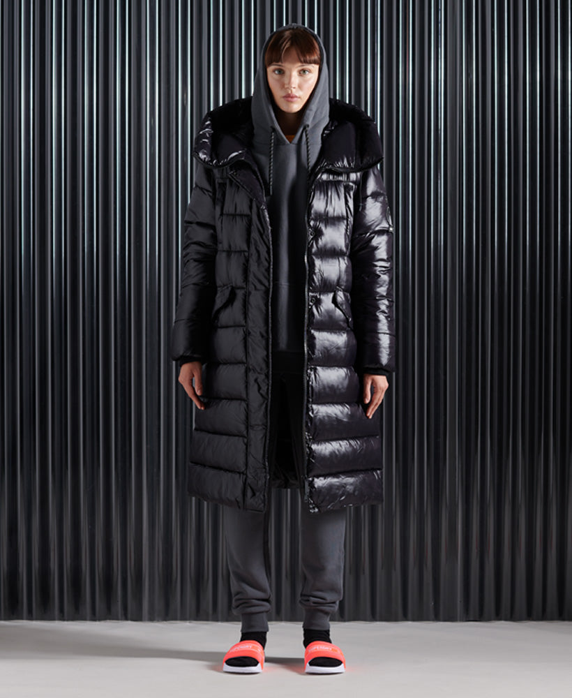 High Shine Duvet Coat Womens