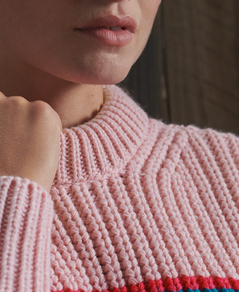 Neon Stripe Ribbed Crew Womens