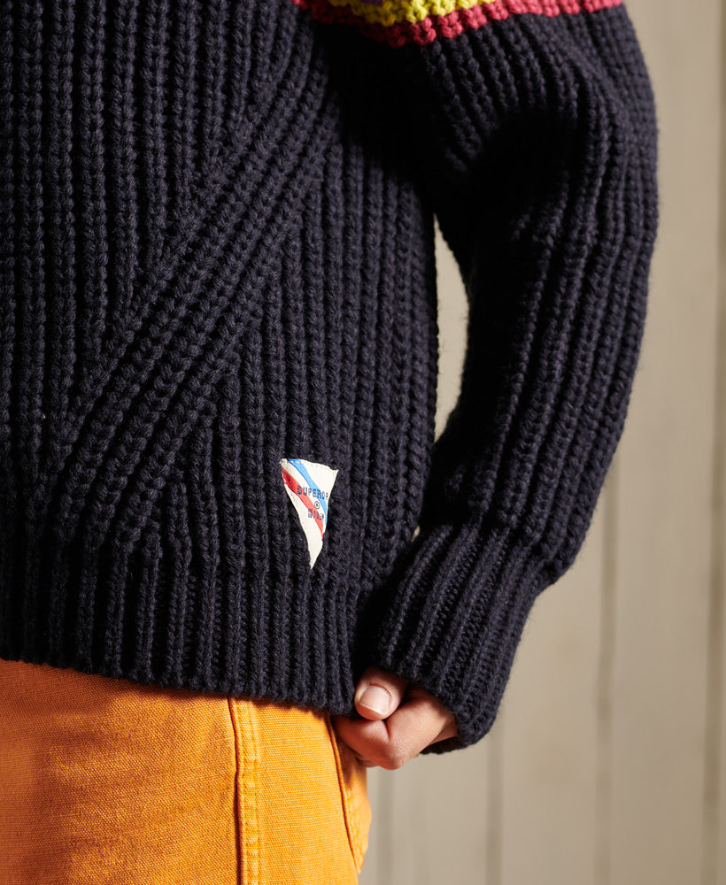 Neon Stripe Ribbed Crew Womens