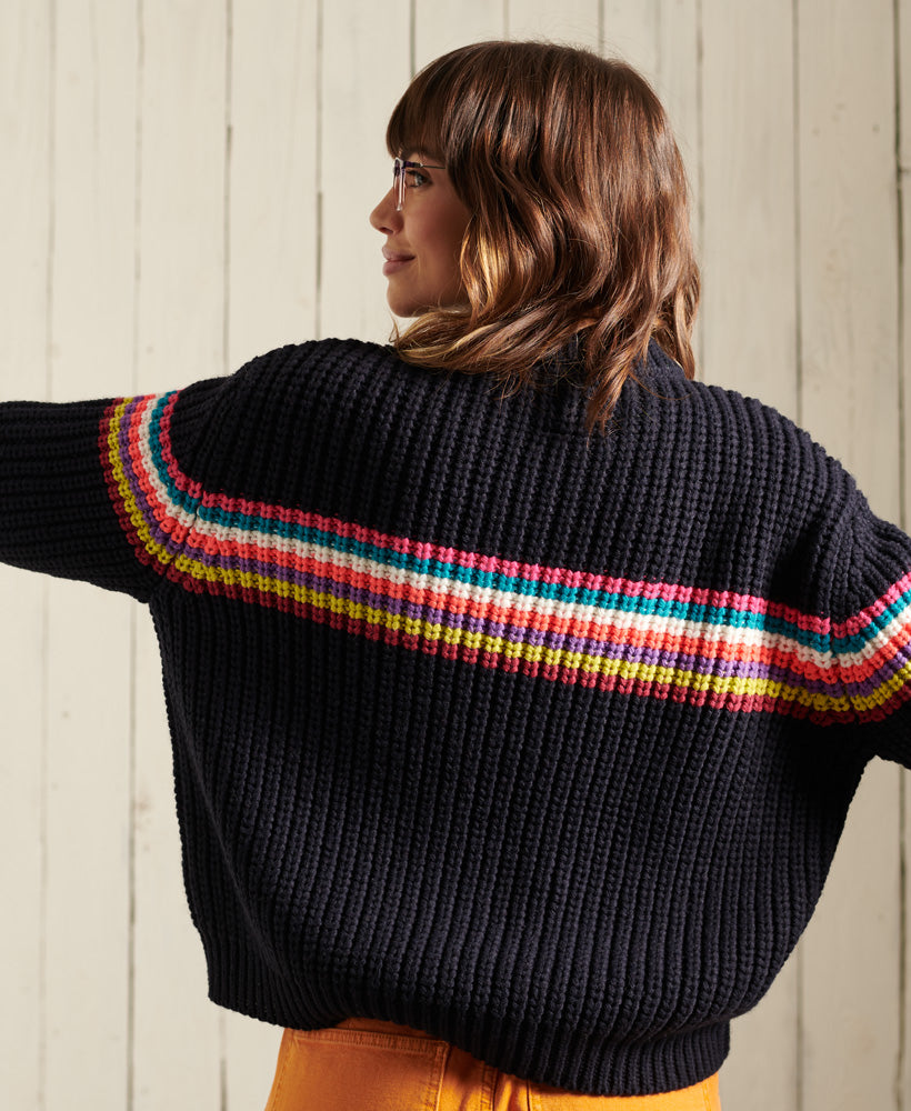 Neon Stripe Ribbed Crew Womens