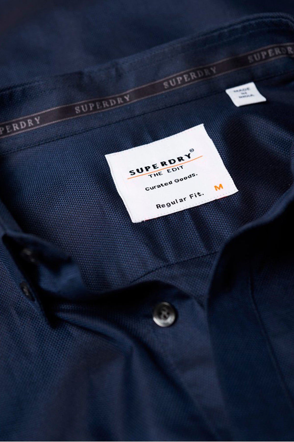 Superdry Mens Edit Button Down Long Sleeve Shirt Navy