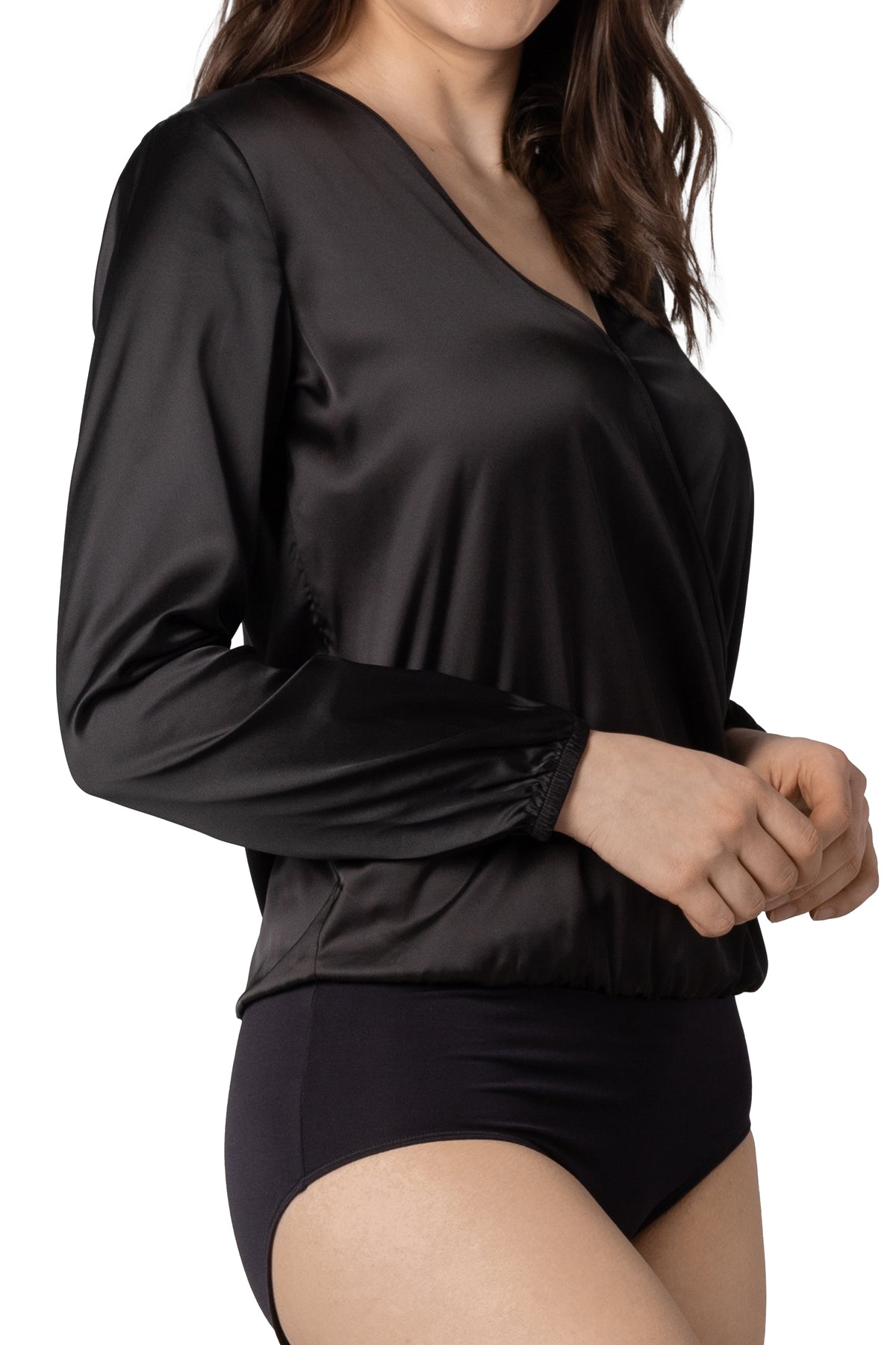 Jane Long Sleeve Cross-Over Full Back Bodysuit