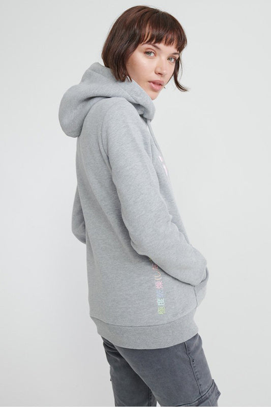 Superdry Womens Classic Rainbow Embroidered Hoodie Grey Marl