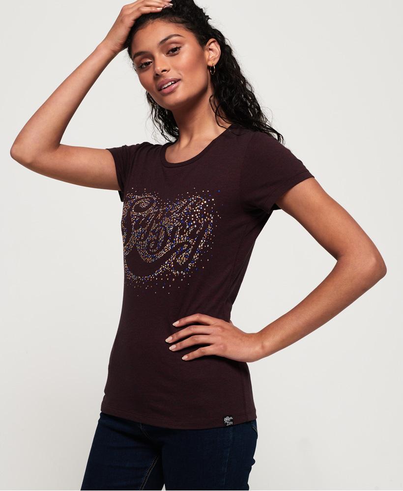 Classic Script Rstone Scatter Entry Tee Womens