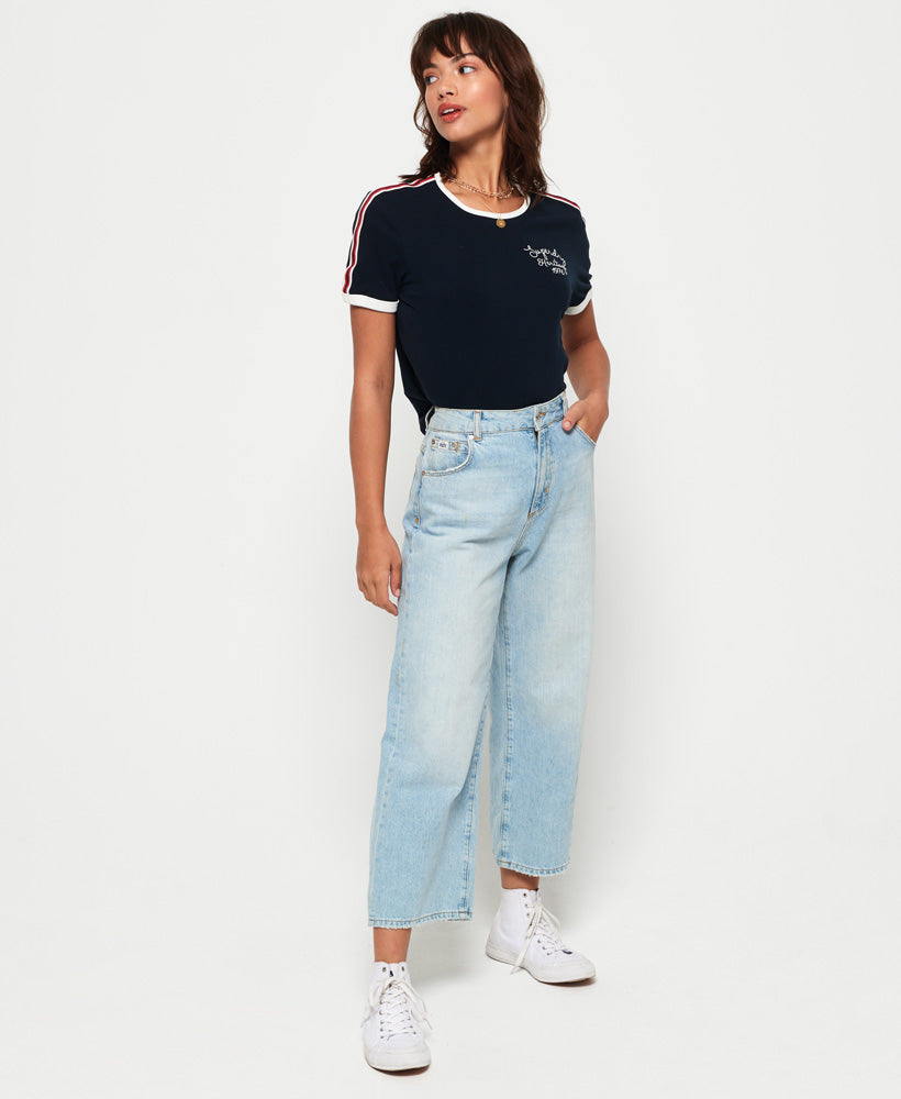 Heritage Embroidery Ringer Boxy Tee Womens – Alton Gray