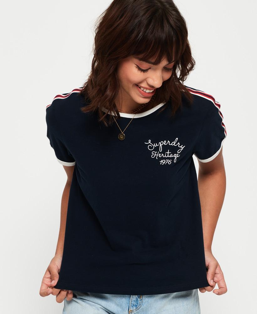 Heritage Embroidery Ringer Boxy Tee Womens